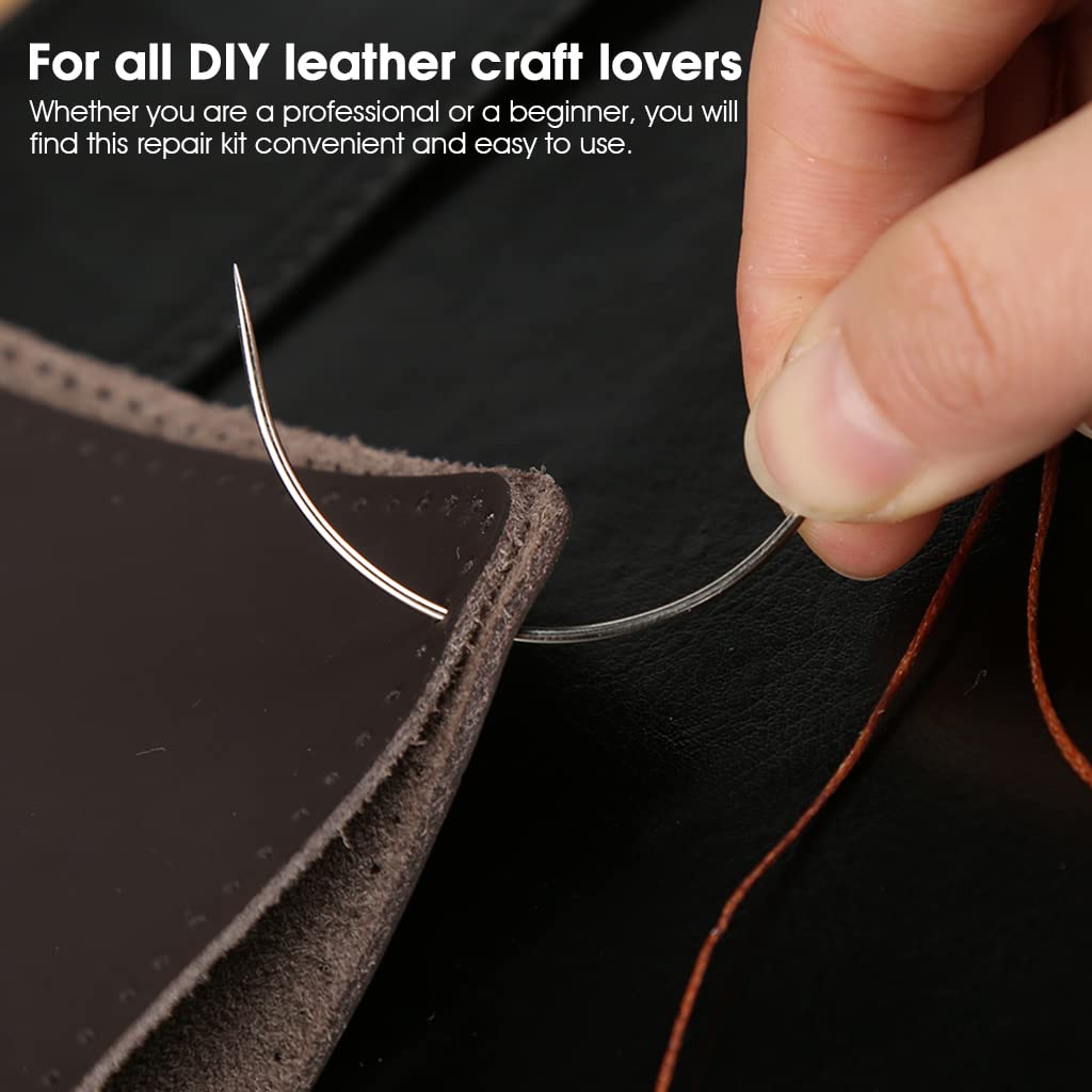 Supvox 16pcs Leather Sewing Tools, Upholstery Repair Kit with Sewing Thread, Large Eye Leather Sewing Needles, Awl, Leather Hand Sewing Needles, Leather Craft Tool Kit for Leather Repair, Stitching Supvox 16pcs Leather Sewing Tools, Upholstery Repair Kit with Sewing Thread, Large Eye Leather Sewing Needles, Awl, Leather Hand Sewing Needles, Leather Craft Tool Kit for Leather Repair, Stitching